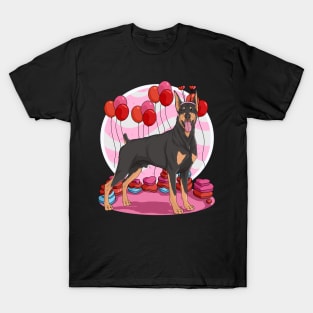 Doberman Pinscher Valentines Day Heart Dogs Puppy Love T-Shirt